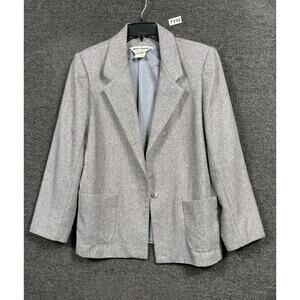 VTG Inner Visions by Ship'n Shore Blazer Jacket Womens Size 16 Gray Houndstooth